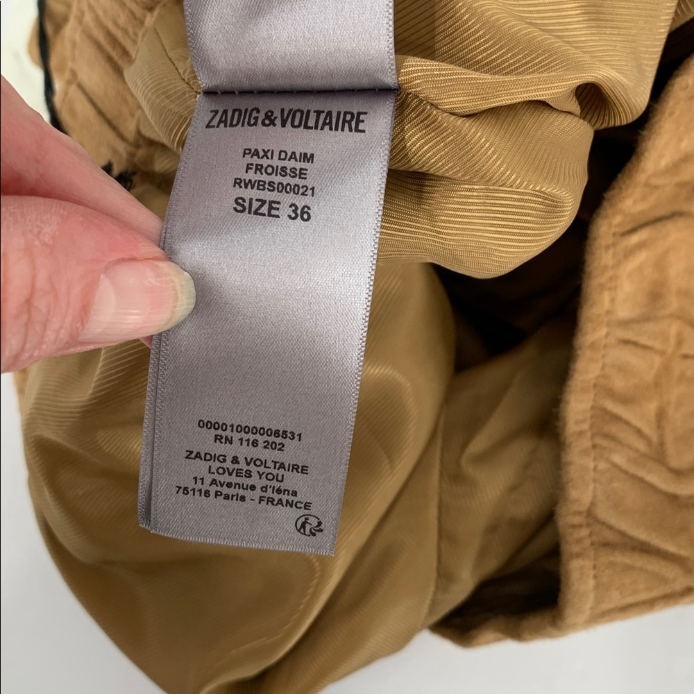 Zadig & Voltaire Paxi suede leather shorts crinkle cognac brown new 36 Small S - Picture 5 of 5